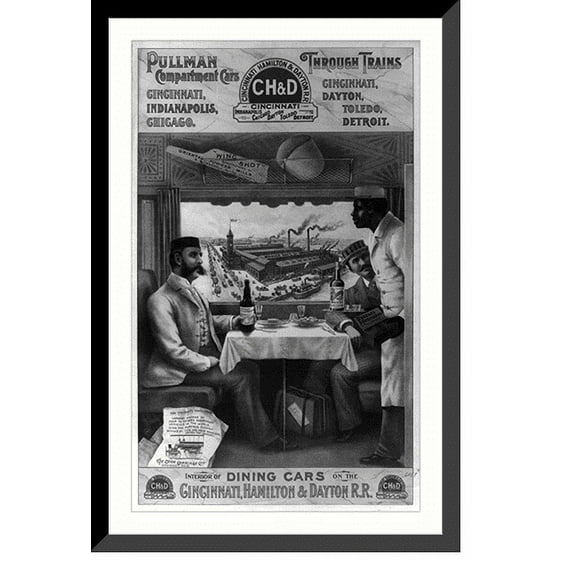 Historic Framed Print, Pullman compartment cars through trains . interior of dining cars on the Cincinnati, Hamilton & Dayton R.R., 17-7/8" x 21-7/8"