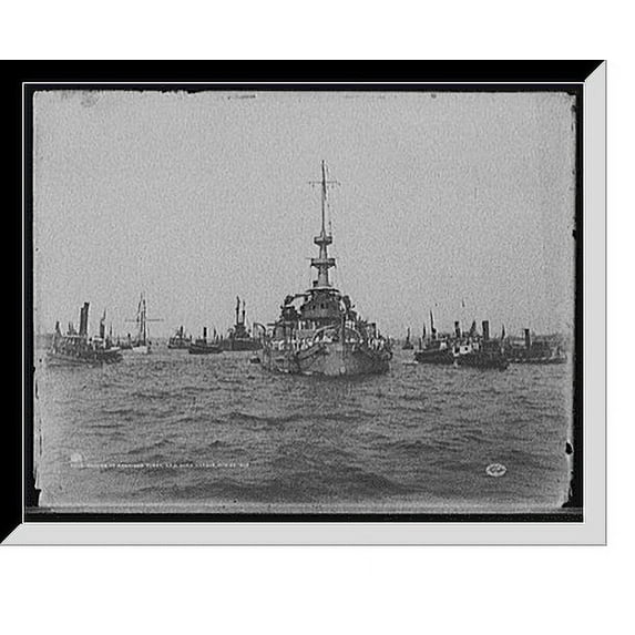 Historic Framed Print, Return of Santiago fleet, New York Harbor, Aug. 20, 1898 - 3, 17-7/8" x 21-7/8"