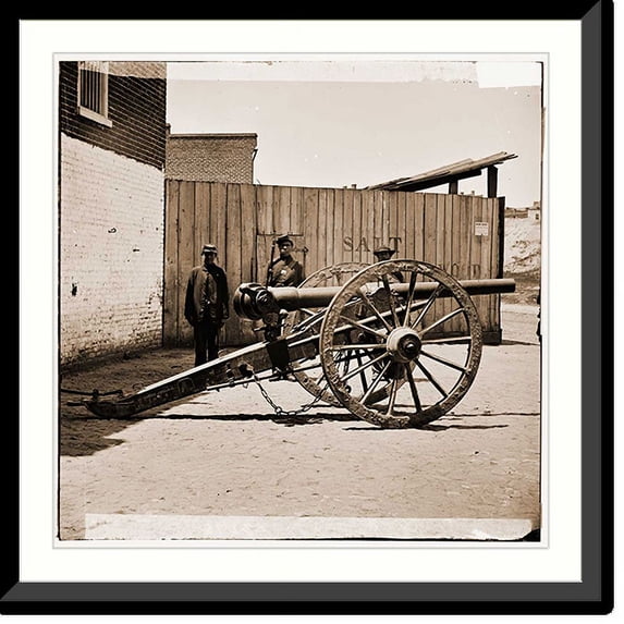 Historic Framed Print, Richmond Virginia. Whitworth gun on wharf awaiting shipment, 17-7/8" x 21-7/8"