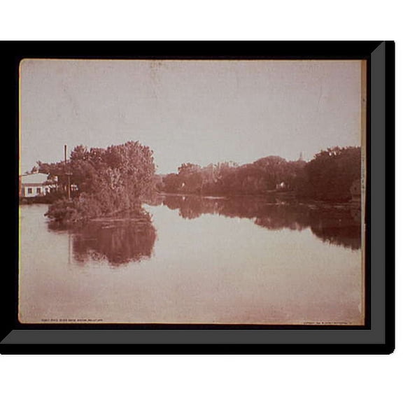 Historic Framed Print, Rock River above bridge, Beloit, Wis., 17-7/8" x 21-7/8"