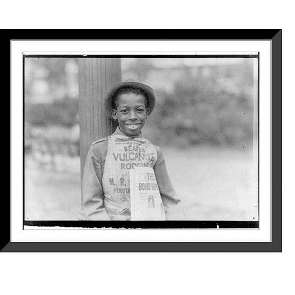 Historic Framed Print, Roland, eleven year old negro newsboy, Newark, N.J. - August 1st, 1924. Location: Newark, New Jersey., 17-7/8" x 21-7/8"