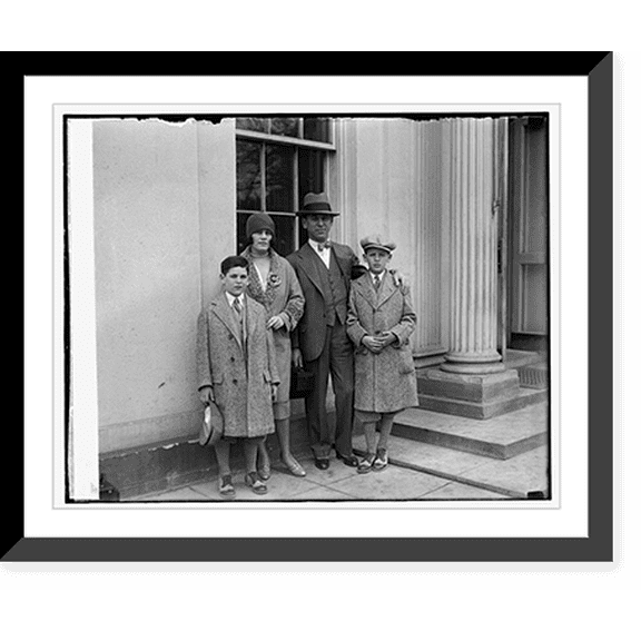 Historic Framed Print, Rube Goldberg & family, 4/4/29, 17-7/8" x 21-7/8"