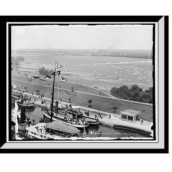 Historic Framed Print, Saint Mary's canal celebration, the naval parade, 17-7/8" x 21-7/8"