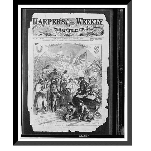 Historic Framed Print, Santa Claus in camp, 17-7/8" x 21-7/8"