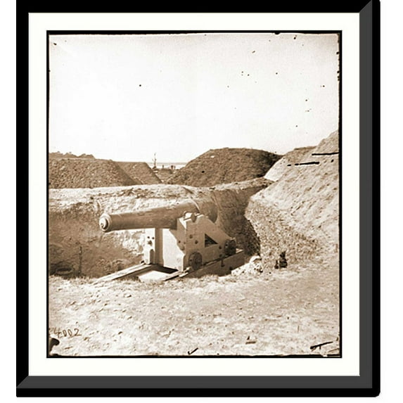 Historic Framed Print, Savannah Ga. vicinity. Confederate gun at Fort McAllister, 17-7/8" x 21-7/8"