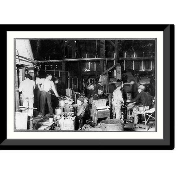 Historic Framed Print, Scene in Woodbury Bottle Works. They work nights. Location: Woodbury, New Jersey., 17-7/8" x 21-7/8"