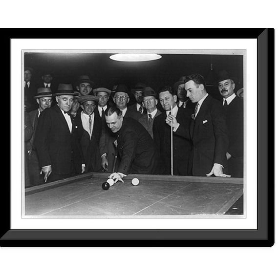 Historic Framed Print, Schaefer leads Willie Hoppe in billiard match, 17-7/8" x 21-7/8"