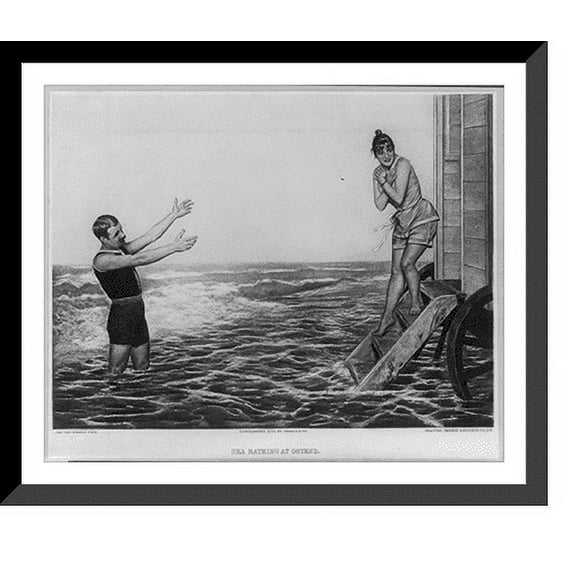 Historic Framed Print, Sea Bathing at Ostend, 17-7/8" x 21-7/8"