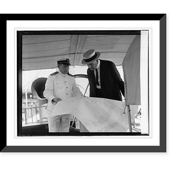 Historic Framed Print, Sec. Wilbur & Lt. Com. L.P. Wenzell, 7/26/24, 17-7/8" x 21-7/8"