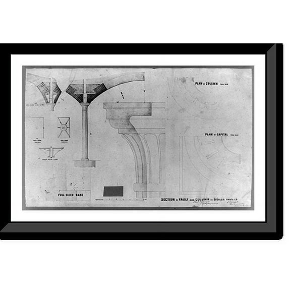 Historic Framed Print, Section of vault and column in boiler vaults, 17-7/8" x 21-7/8"