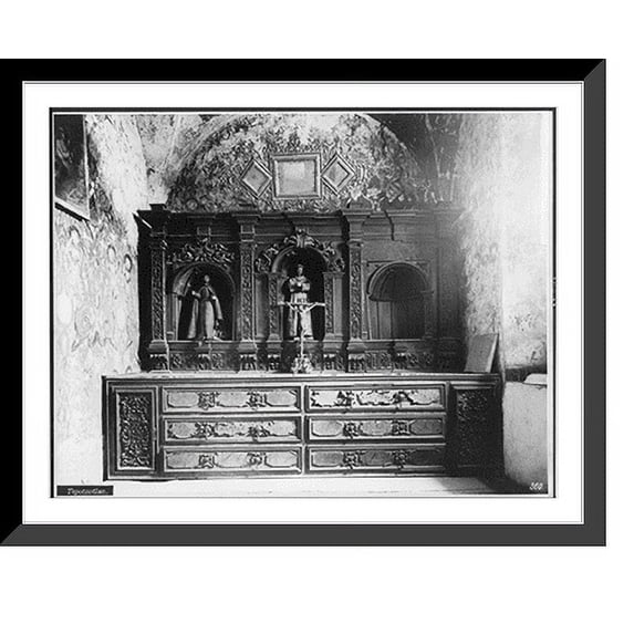 Historic Framed Print, Seminario de San Martin, Tepotzotlán, Mexico: Elaborate commode in Sacristy, 17-7/8" x 21-7/8"