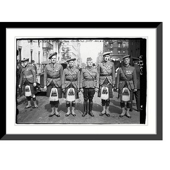 Historic Framed Print, Sgt. Maj. F.M. Child, Sgt. Maj. J. Page, Col. Walter Scott, Maj. W.E. McFarlane, Sgt. Maj. J.R. Jesson, 17-7/8" x 21-7/8"