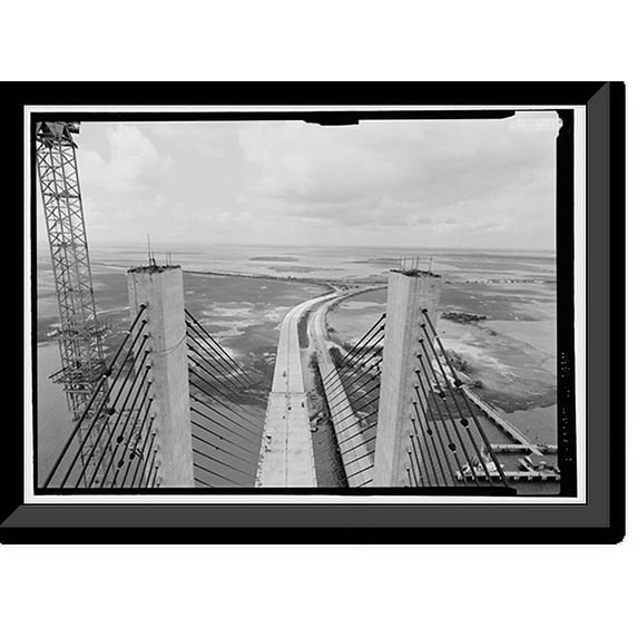 Historic Framed Print, Sidney Lanier Bridge, Spanning Brunswick River, Brunswick, Glynn County, GA - 8, 17-7/8" x 21-7/8"