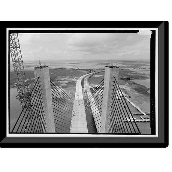 Historic Framed Print, Sidney Lanier Bridge, Spanning Brunswick River, Brunswick, Glynn County, GA - 9, 17-7/8" x 21-7/8"