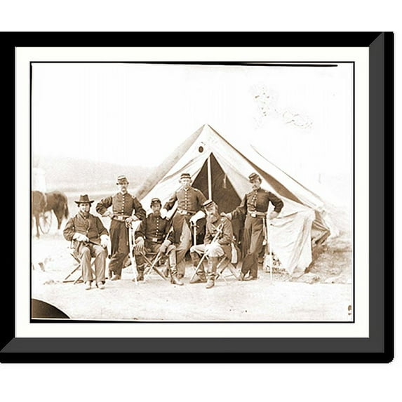 Historic Framed Print, Six officers of the 17th New York Battery, 17-7/8" x 21-7/8"