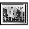 thumbnail image 1 of Historic Framed Print, [Six women in different uniforms to be worn by women volunteers in the Civilian Defense program. Washington Monument in background], 17-7/8" x 21-7/8", 1 of 9