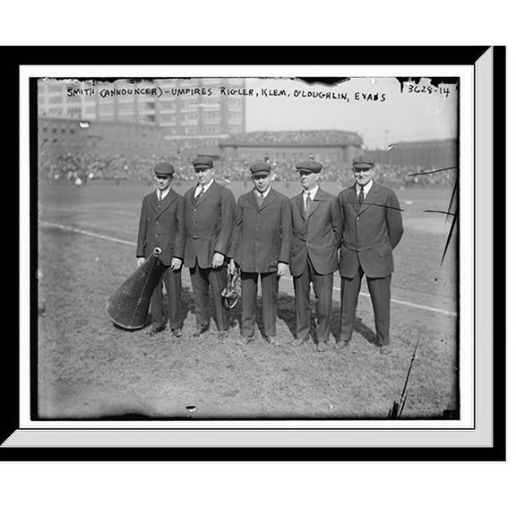 Historic Framed Print, Smith (announcer), Umpires Rigler, Klem, O'Loughlin, Evans, 17-7/8" x 21-7/8"