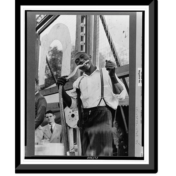 Historic Framed Print, Snake eater, sideshow, Donaldsonville, Louisiana, 17-7/8" x 21-7/8"