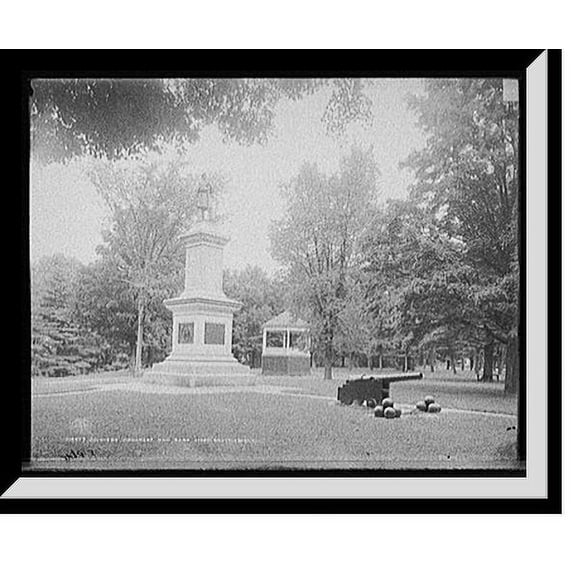 Historic Framed Print, Soldiers' Monument and band stand, Brattleboro, Vt., 17-7/8" x 21-7/8"