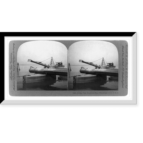 Historic Framed Print, Southwest Pass Mississippi Delta: Dredge pipe, 17-7/8" x 21-7/8"