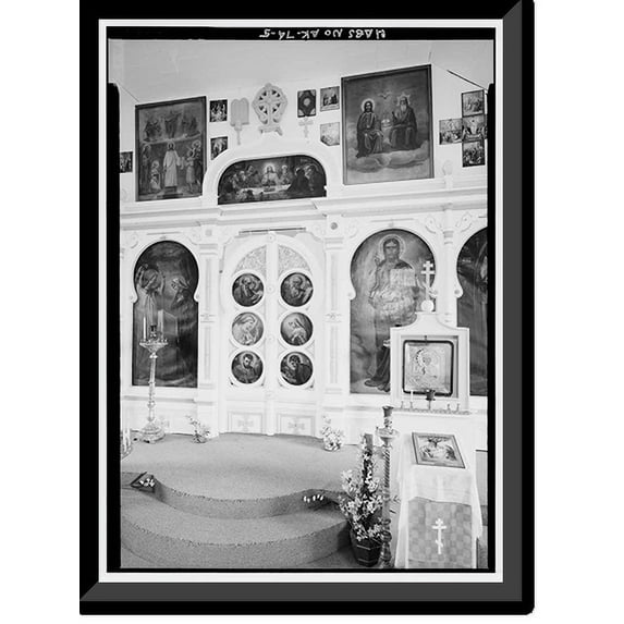 Historic Framed Print, St. Herman Russian Orthodox Church, King Cove, Aleutian Islands, AK - 5, 17-7/8" x 21-7/8"