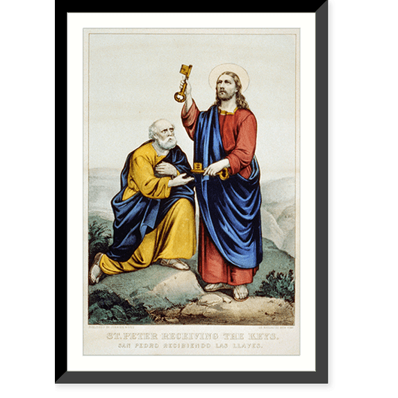 Historic Framed Print, St. Peter receiving the keys: San Pedro recibiendo las llaves - 2, 17-7/8" x 21-7/8"