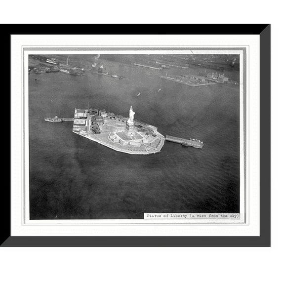 Historic Framed Print, Statue of Liberty (a view from the sky), 17-7/8" x 21-7/8"