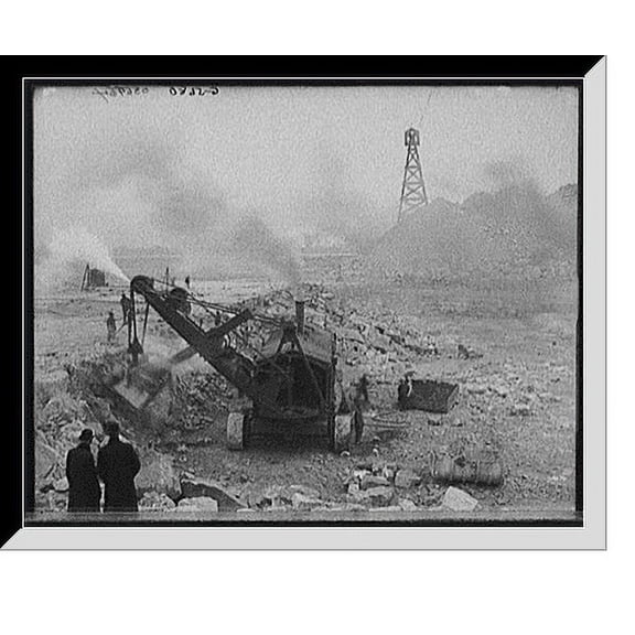 Historic Framed Print, [Steam shovel removing rock loosened by dynamite, Livingstone Channel, Mich.], 17-7/8" x 21-7/8"