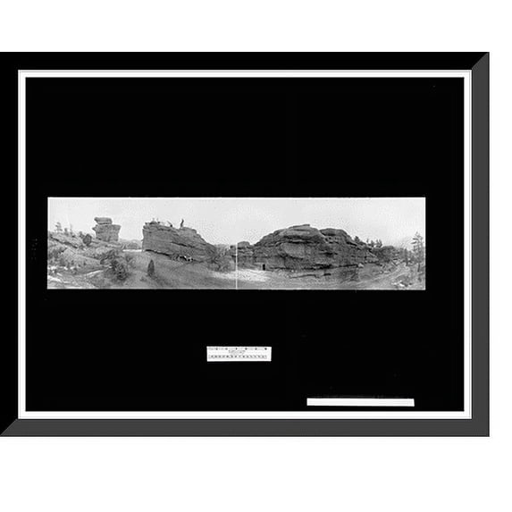 Historic Framed Print, Steamboat and Balance Rock, Garden of the Gods, Col., 17-7/8" x 21-7/8"