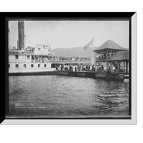 Historic Framed Print, Steamer at Silver Bay landing, Lake George, N.Y., 17-7/8" x 21-7/8"