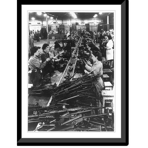 Historic Framed Print, Sten gun production on the belt, 17-7/8" x 21-7/8"