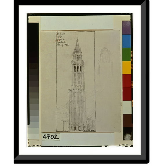 Historic Framed Print, Study for Woolworth Bldg., N.Y., 17-7/8" x 21-7/8"