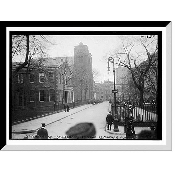 Historic Framed Print, Stuyvesant Sq. - St. Geo's at time of Morgan funeral, 17-7/8" x 21-7/8"