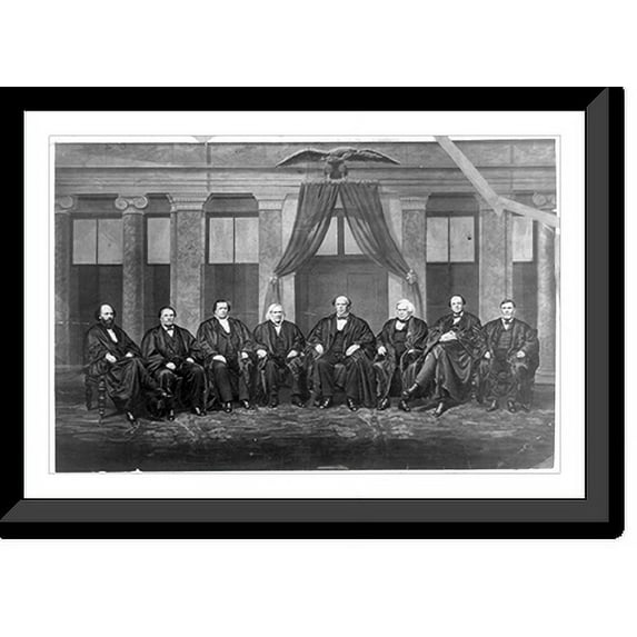 Historic Framed Print, Supreme Court of the United States. Left to right: Field, Miller, Clifford, Nelson, Chase, Greer, Swayne and Day?, 17-7/8" x 21-7/8"