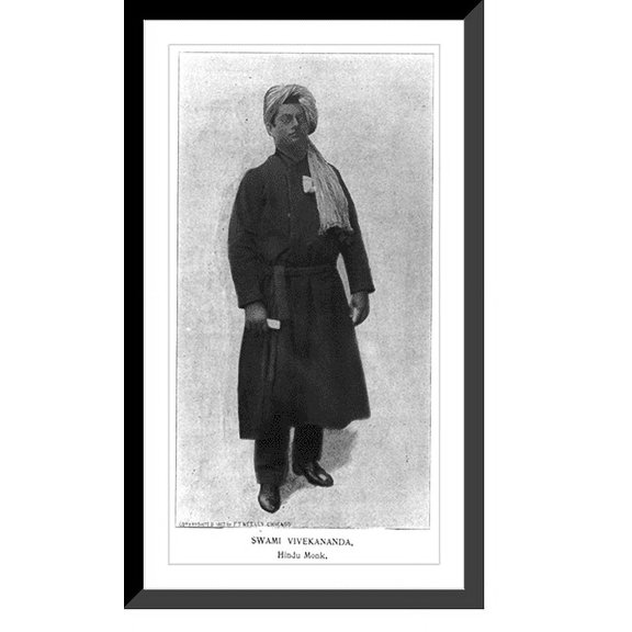 Historic Framed Print, [Swami Vivekananda, 1863-1902, full-length, standing, facing right], 17-7/8" x 21-7/8"
