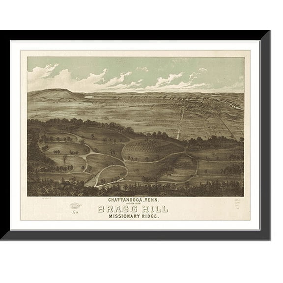 Historic Framed Print, TN Chattanooga 1887 MAP, 17-7/8" x 21-7/8"