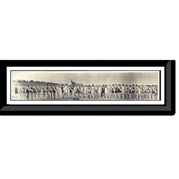 Historic Framed Print, TX 1926 Galveston Bathing Review PHOTO, 36-3/8" x 8-3/8"