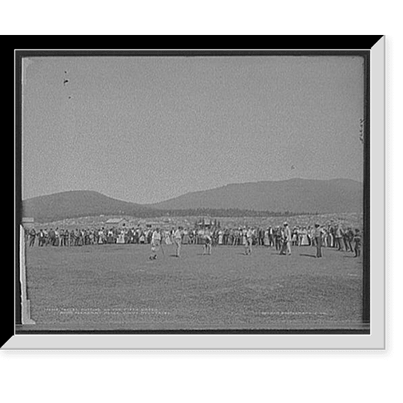 Historic Framed Print, Taylor putting on the fifth green, Mount Pleasant House, White Mountains, 17-7/8" x 21-7/8"
