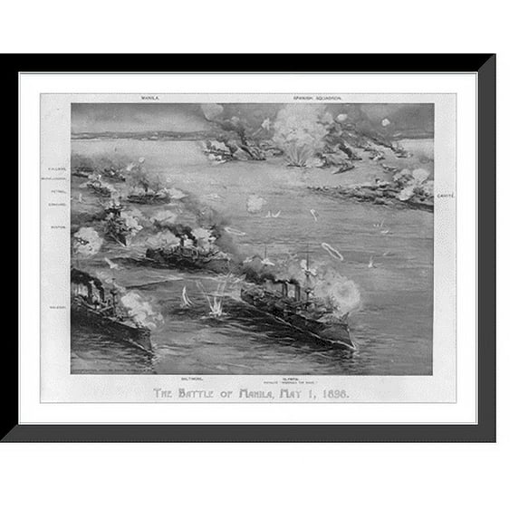 Historic Framed Print, The Battle of Manila, May 1, 1898, 17-7/8" x 21-7/8"