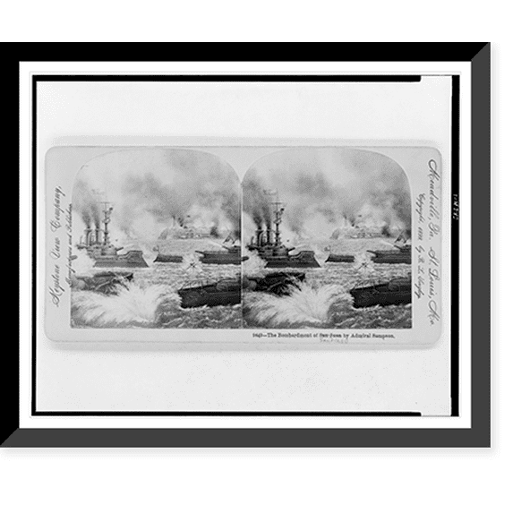 Historic Framed Print, The Bombardment of San Juan by Admiral Sampson, 17-7/8" x 21-7/8"