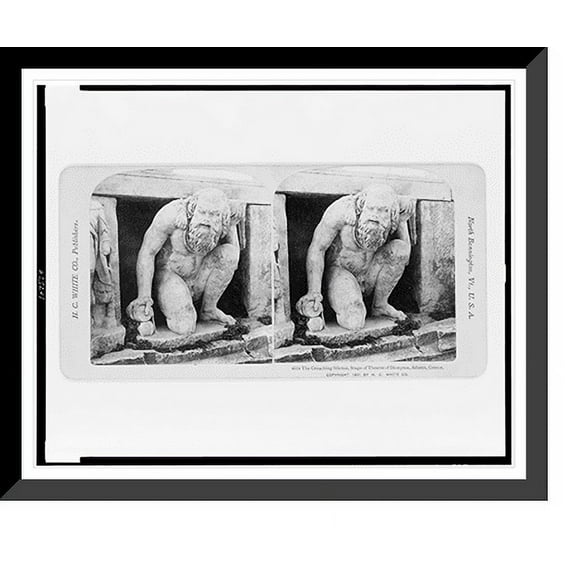 Historic Framed Print, The Crouching Silenus, Stage of Theatre of Dionysus, Athens, Greece, 17-7/8" x 21-7/8"