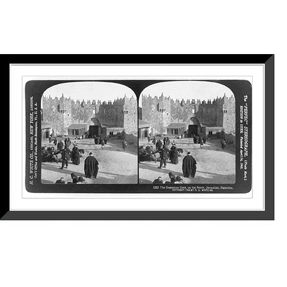 Historic Framed Print, The Damascus Gate, on the north, Jerusalem, Palestine, 17-7/8" x 21-7/8"