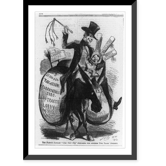 Historic Framed Print, The Famous jackass New York City" preparing for another two years' journey", 17-7/8" x 21-7/8"