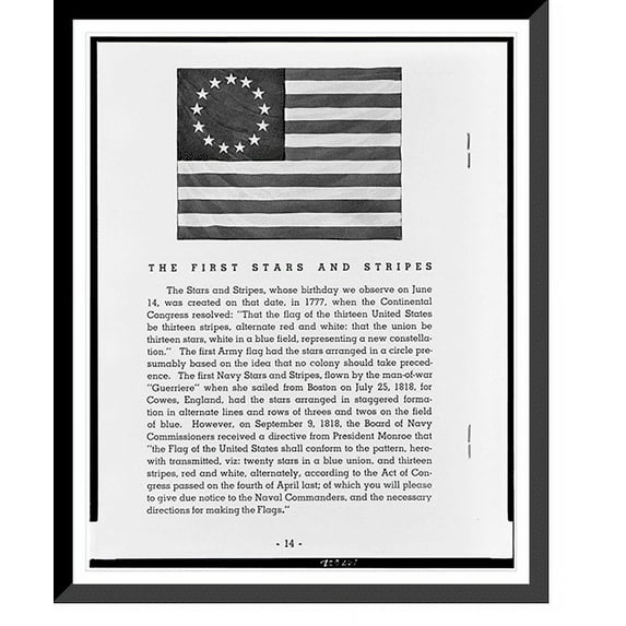 Historic Framed Print, The First stars and stripes, 17-7/8" x 21-7/8"