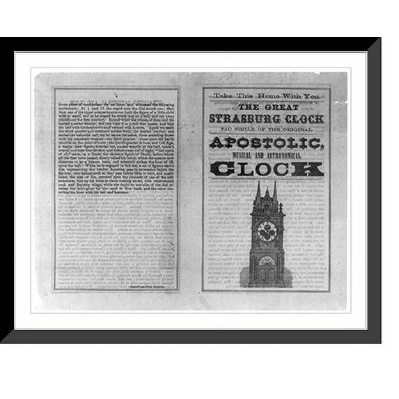 Historic Framed Print, The Great Strasburg Clock - facsimile of the original Apostolic, Musical and Astronomical Clock, 17-7/8" x 21-7/8"