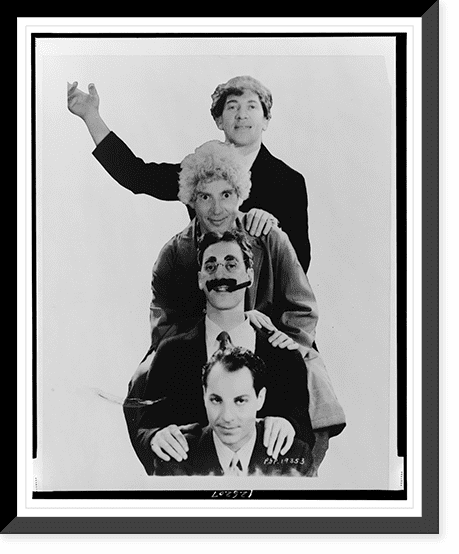 Historic Framed Print, [The Marx Brothers, top to bottom, Zeppo, Harpo ...