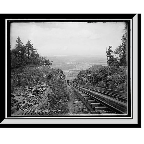 Historic Framed Print, The Otis Elevating Railway, looking down, Catskill Mts., N.Y., 17-7/8" x 21-7/8"