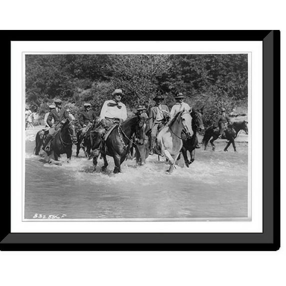 Historic Framed Print, The President fords a stream cowboy fashion in Utah, 17-7/8" x 21-7/8"