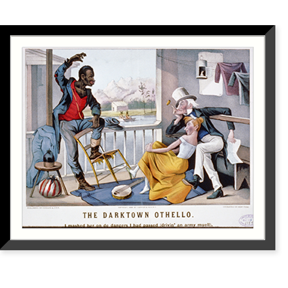 Historic Framed Print, The darktown othello: I mashed her on de dangers i had passed (drivin' an Army Muell), 17-7/8" x 21-7/8"