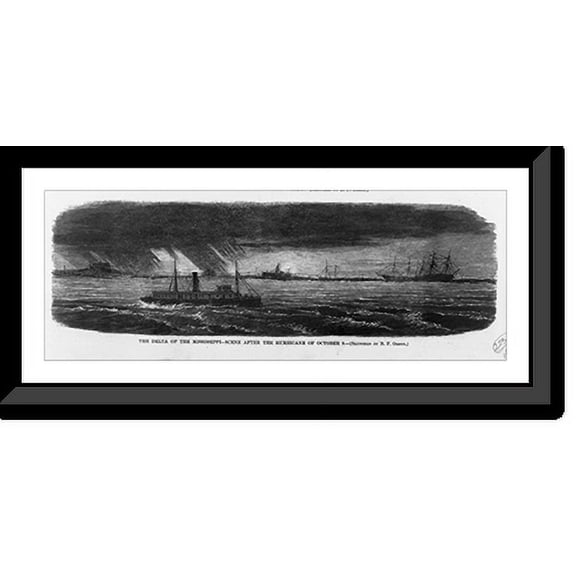 Historic Framed Print, The delta of the Mississippi: Scene after the hurricane of October 5, 17-7/8" x 21-7/8"